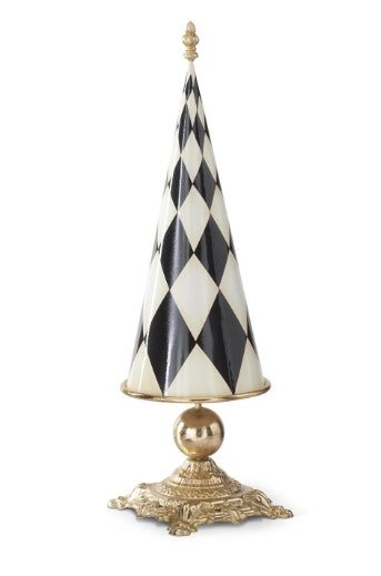 22" Black & White Harlequin Check Metal Christmas Tree