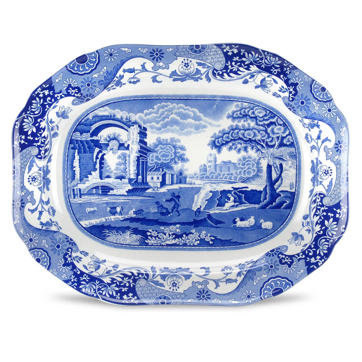 Blue Italian Oval Platter  14 inch