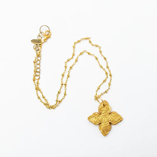 Gold Pyrite Chain with Kait Cross Necklace