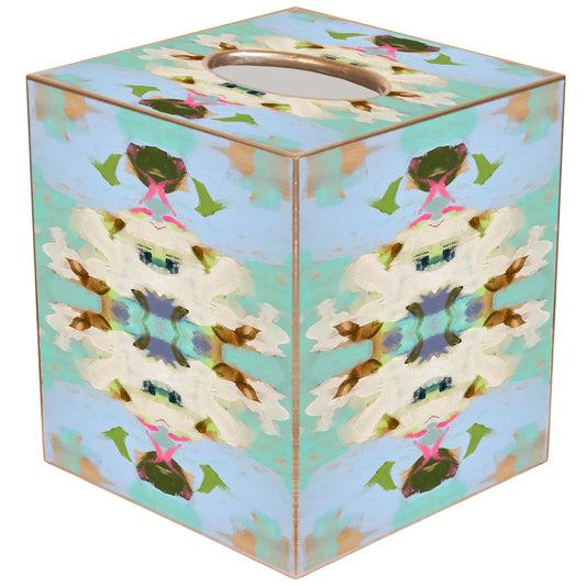 Summer Garden Light Blue Laura Paper Mache Park Tissue Box Cover