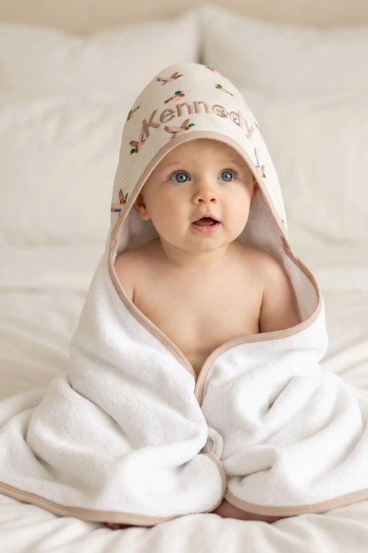 Embroidered Bamboo Hooded Towel | Little Mallard