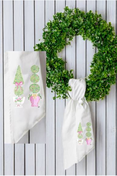 Wreath Sash  Pink Topiary