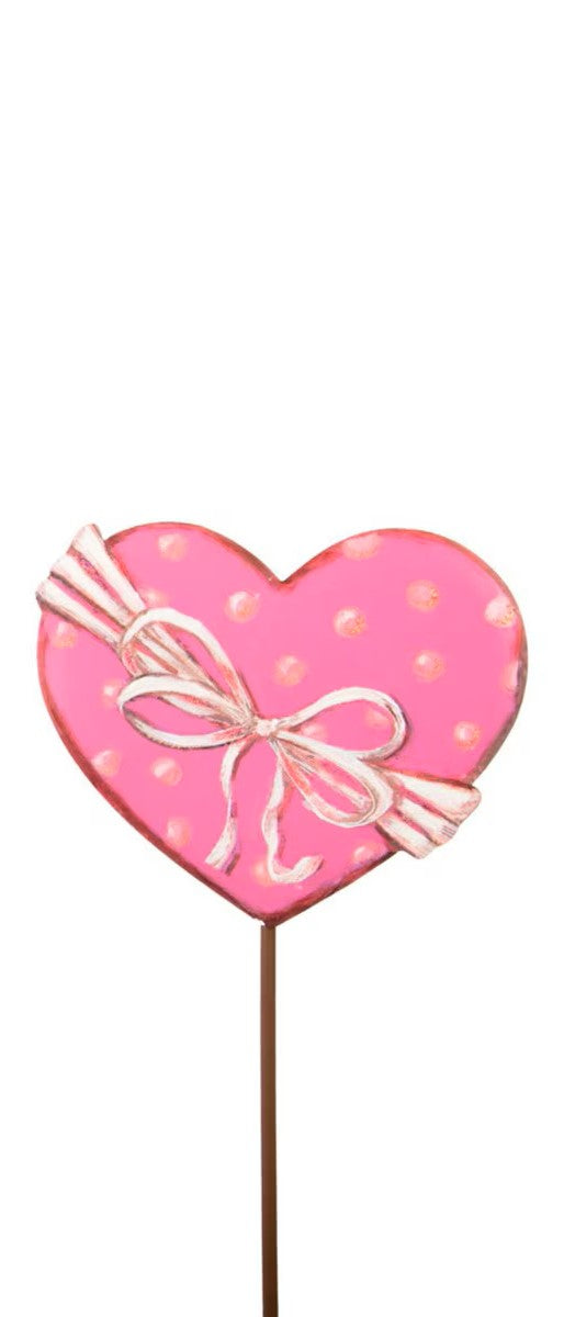 Metal Pink Heart with Polka Dots and Bow