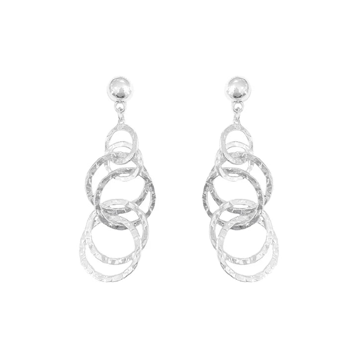Silver Textured Layered Circle 1.5 in Earrings