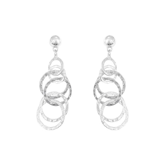 Silver Textured Layered Circle 1.5 in Earrings