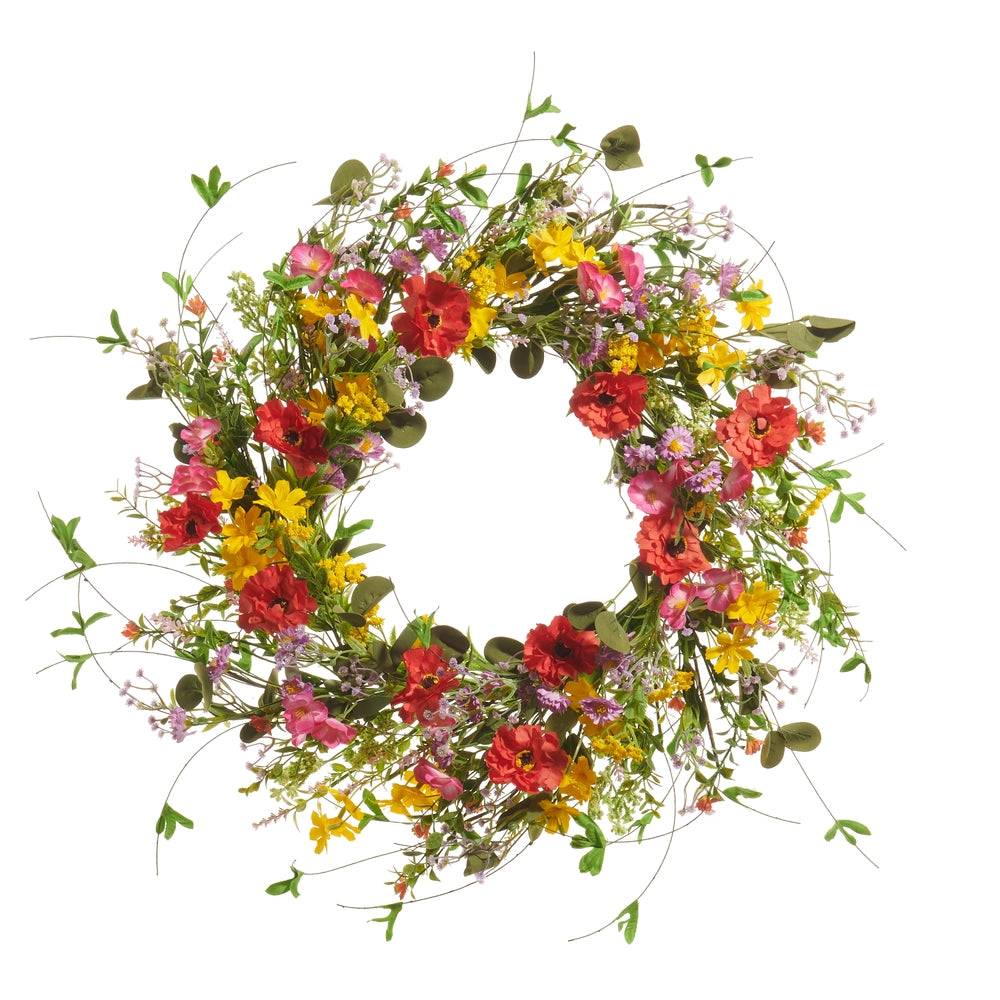 Colorful Floral Wreath  24In
