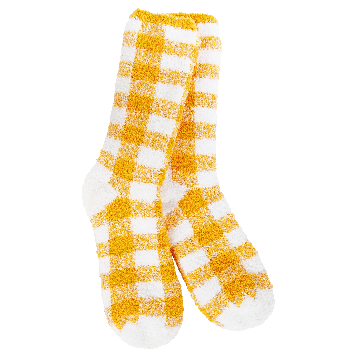 Fireside Cozy Plaid Orange and White Crew Socks