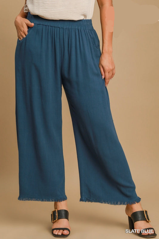 Navy Wide Leg Linen Pants