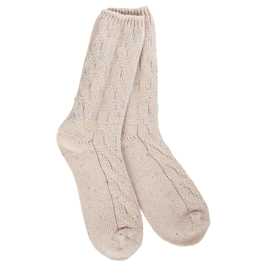Weekend Ragg Cable Crew Oatmeal Confetti Socks
