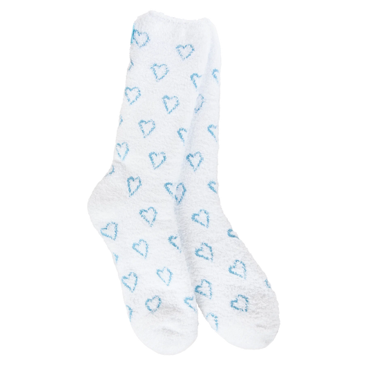 World's Softest Socks Blue Heart Crew Socks