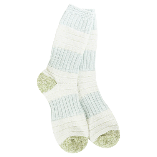 Weekend Patch Green/Blue Crew Socks