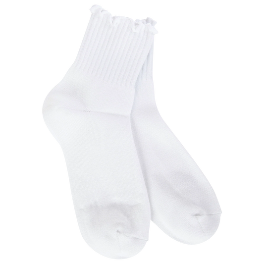 World's Softest Socks White Weekend Quarter Ruffle Crew Socks