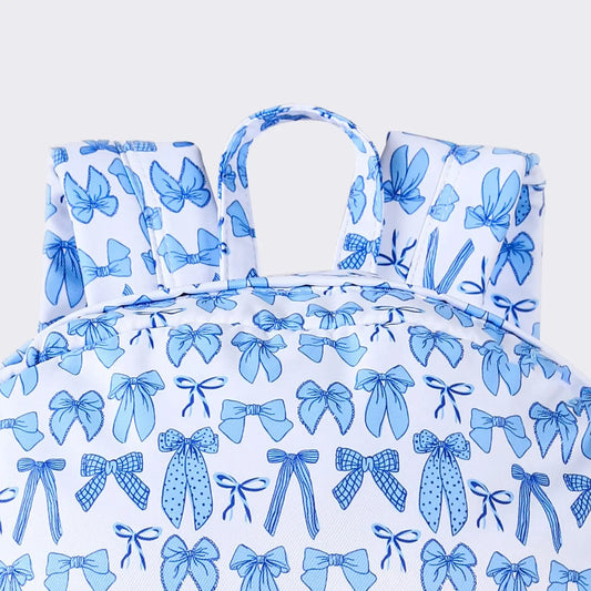 Bow Print Kids Girls Canvas Backpack