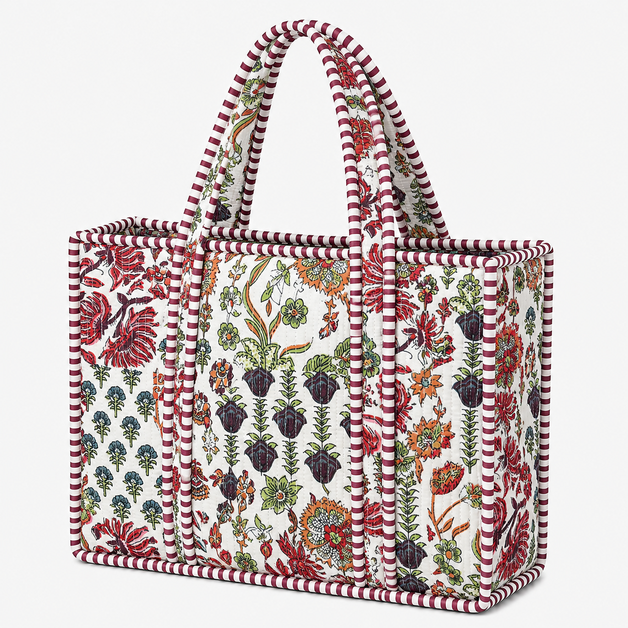 White Patchwork Quilted Bag Print