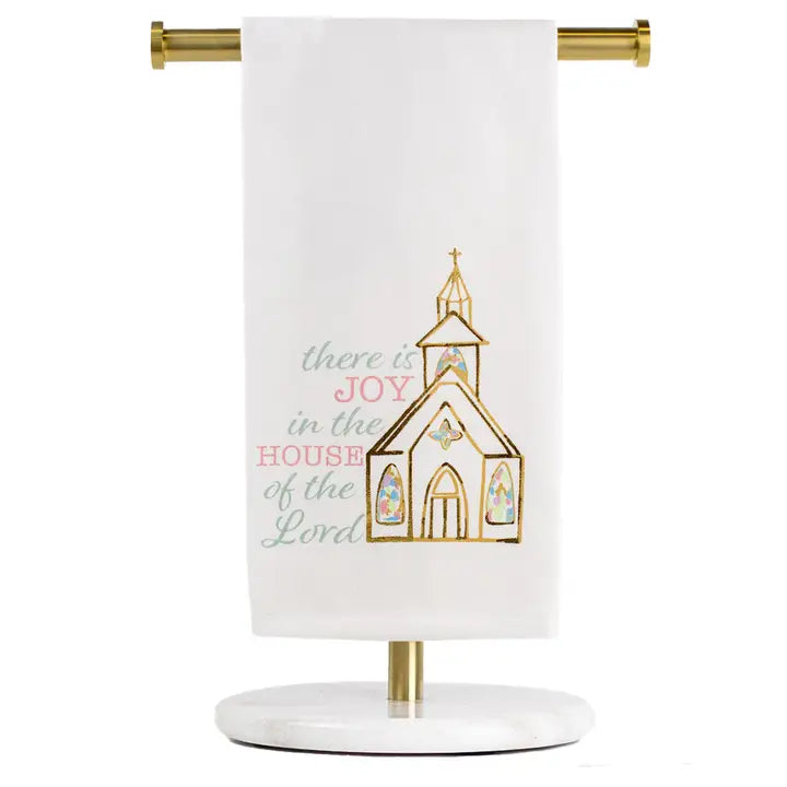 House of the Lord Hand Towel White/Blue/Pink/Gold 20x28