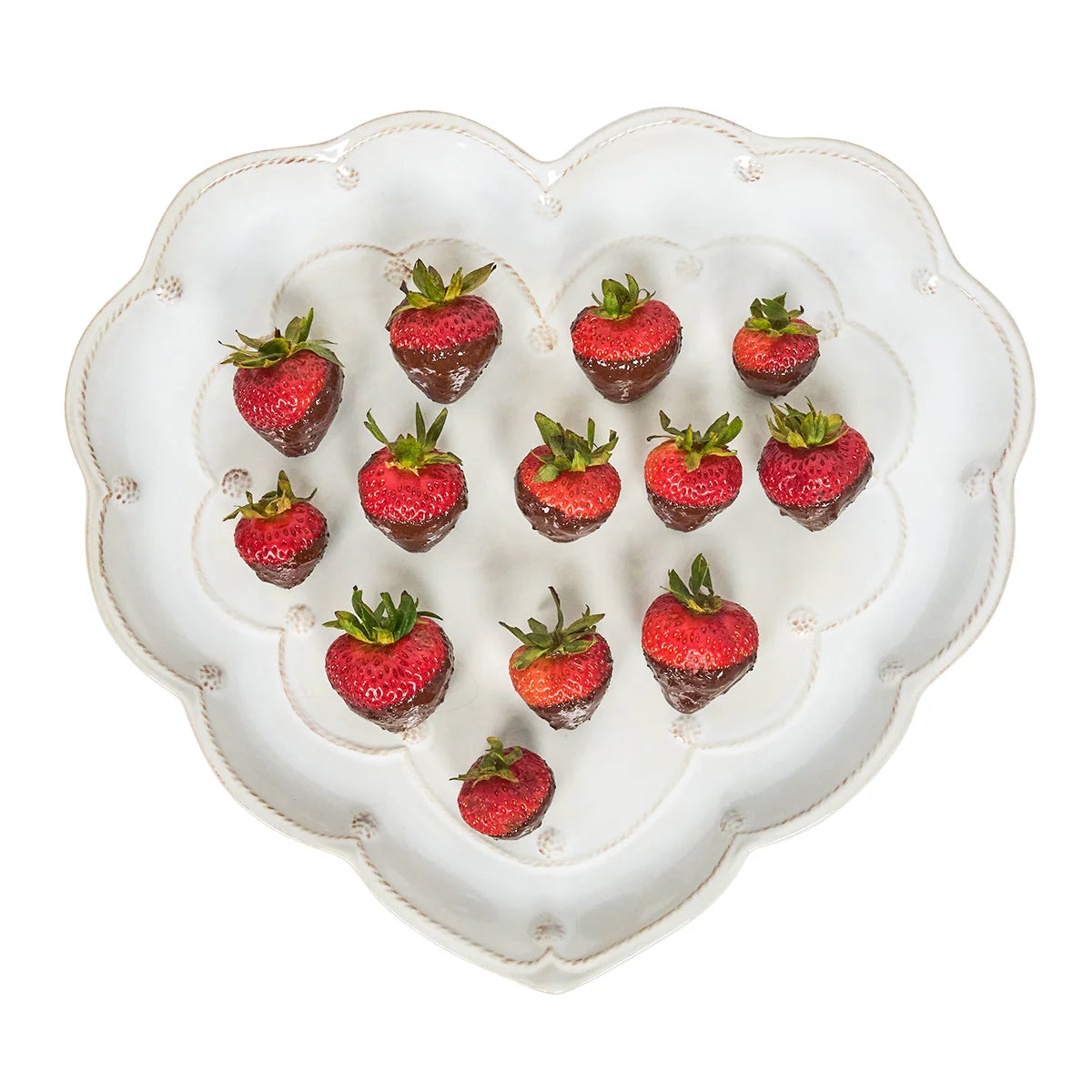 Berry & Thread  15" Heart Platter - Whitewash