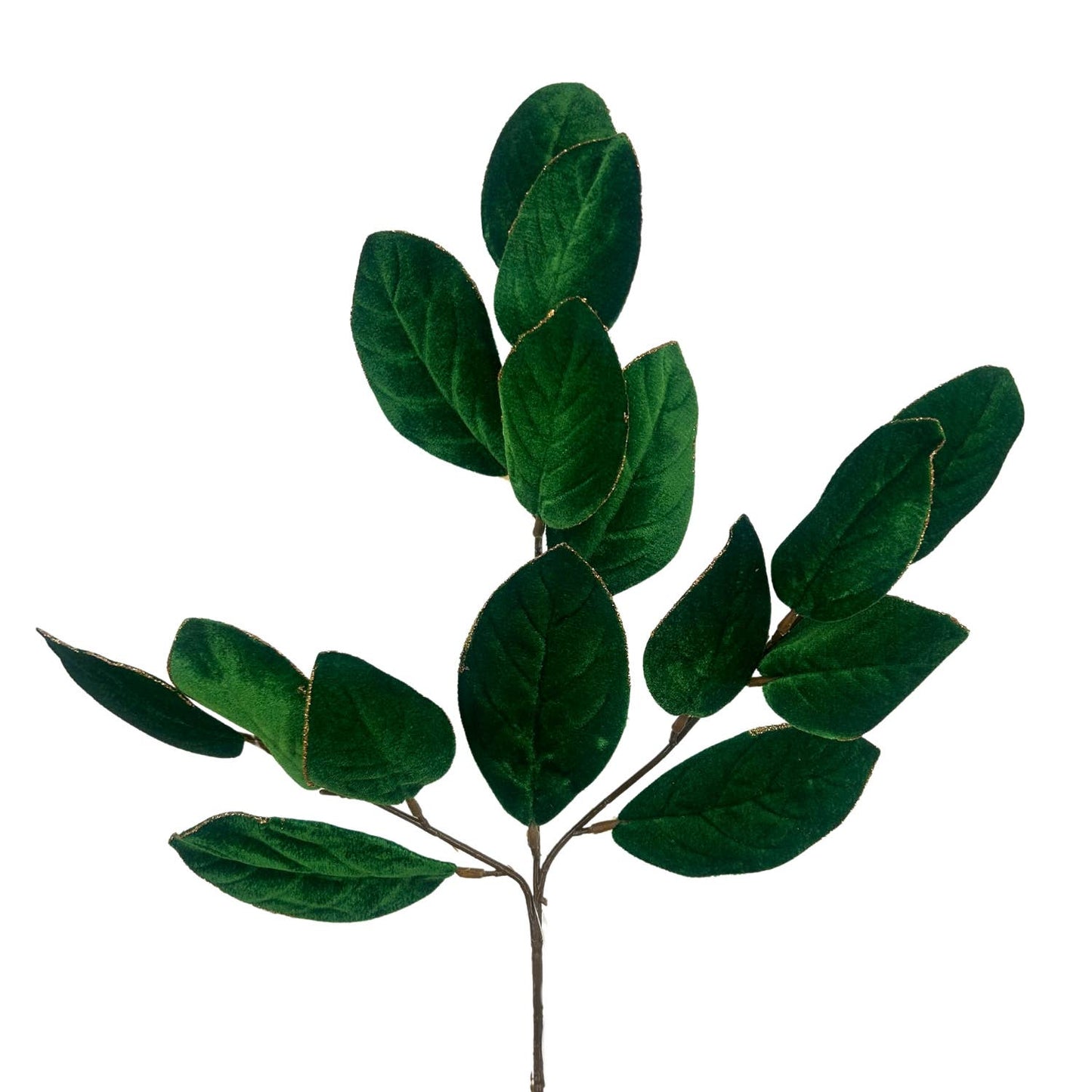 Mini Velvet Magnolia Leaf Spray 23" - Hunter Green