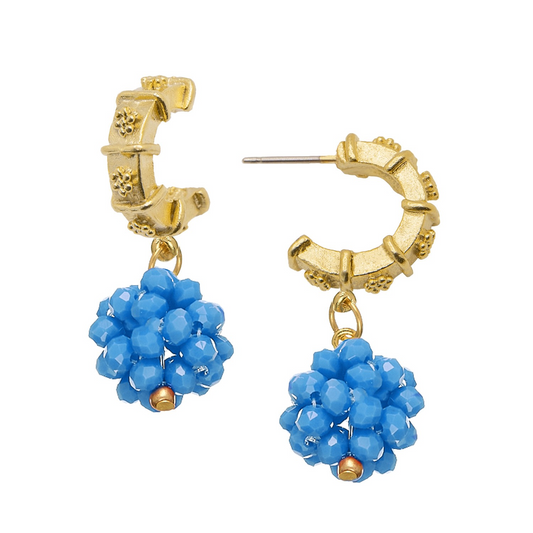 Susan Shaw Gold Hoop with Turquoise Crystal Cluster 1038TQ