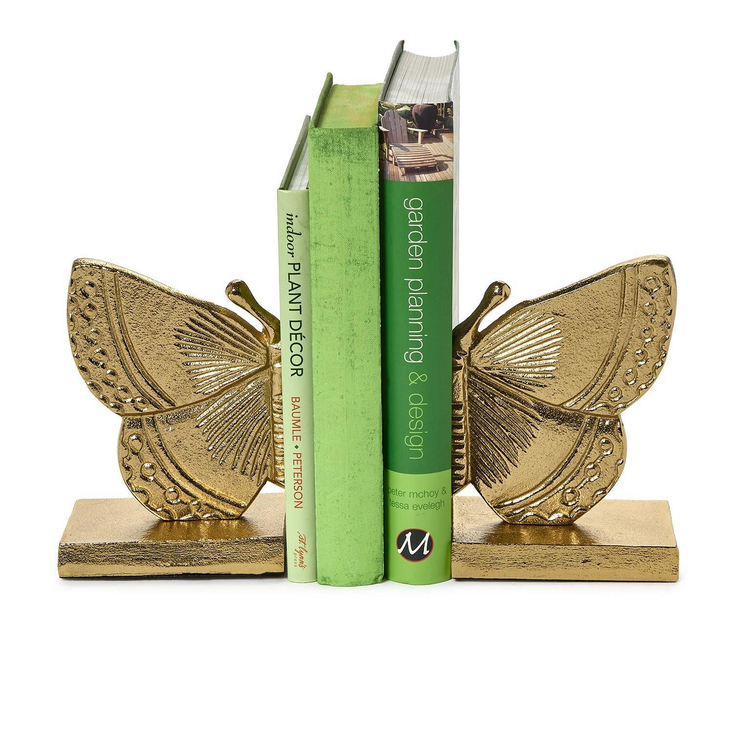 Fluttering Golden Butterfly Bookends - Aluminum