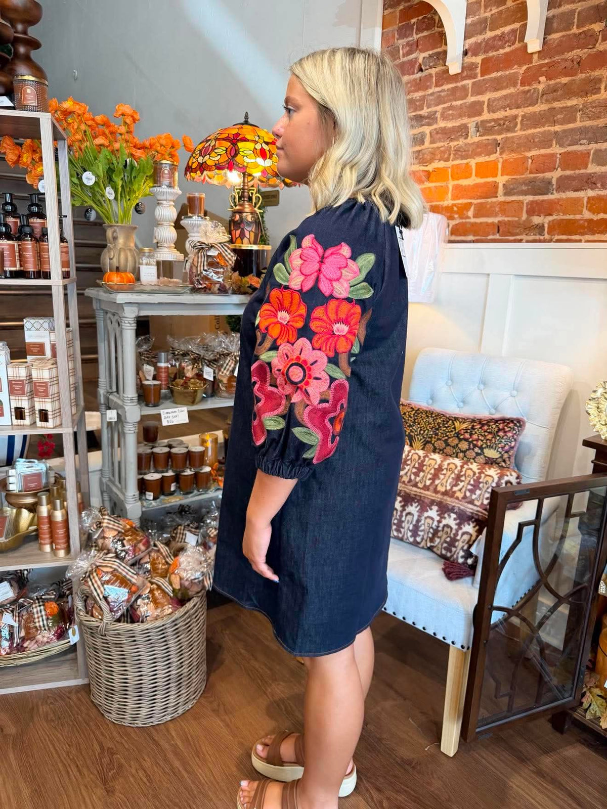 Floral Beauty Denim Mini Dress