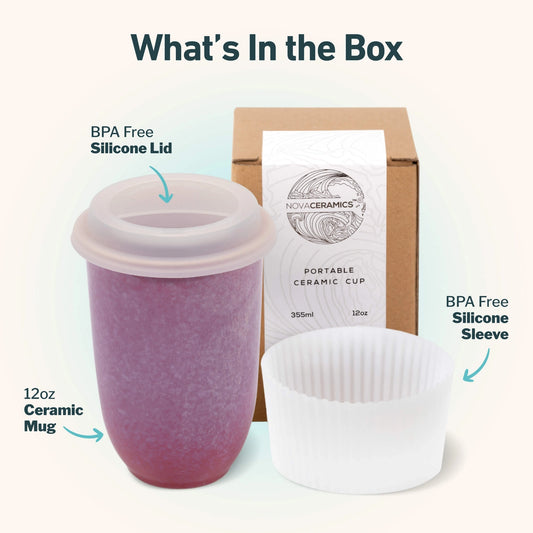 Purple Ceramic Travel Mug 12 oz
