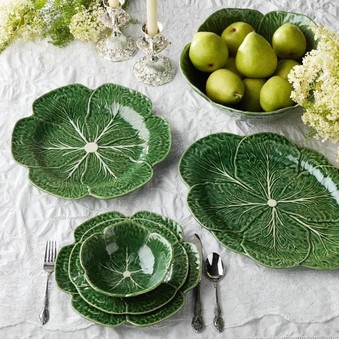 Le Jardin Cabbage 3-D Oval Platter 17in X 12.5in