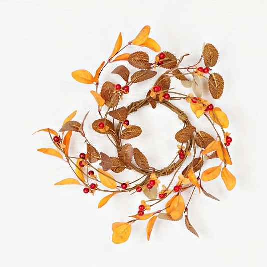 4in Candle Ring-Fall Mix Leave with Bittersweets-