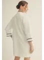 Oriental Vibe Jacquard White Dress w/ Black Trim
