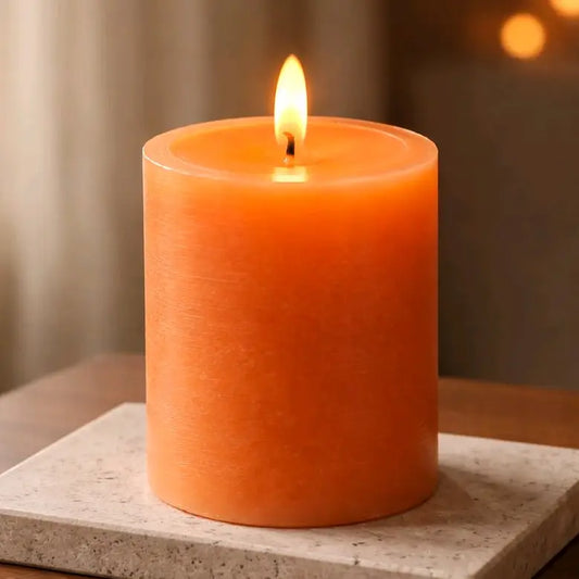 Orange Melted Realistic Flame 3x4in Led Candle