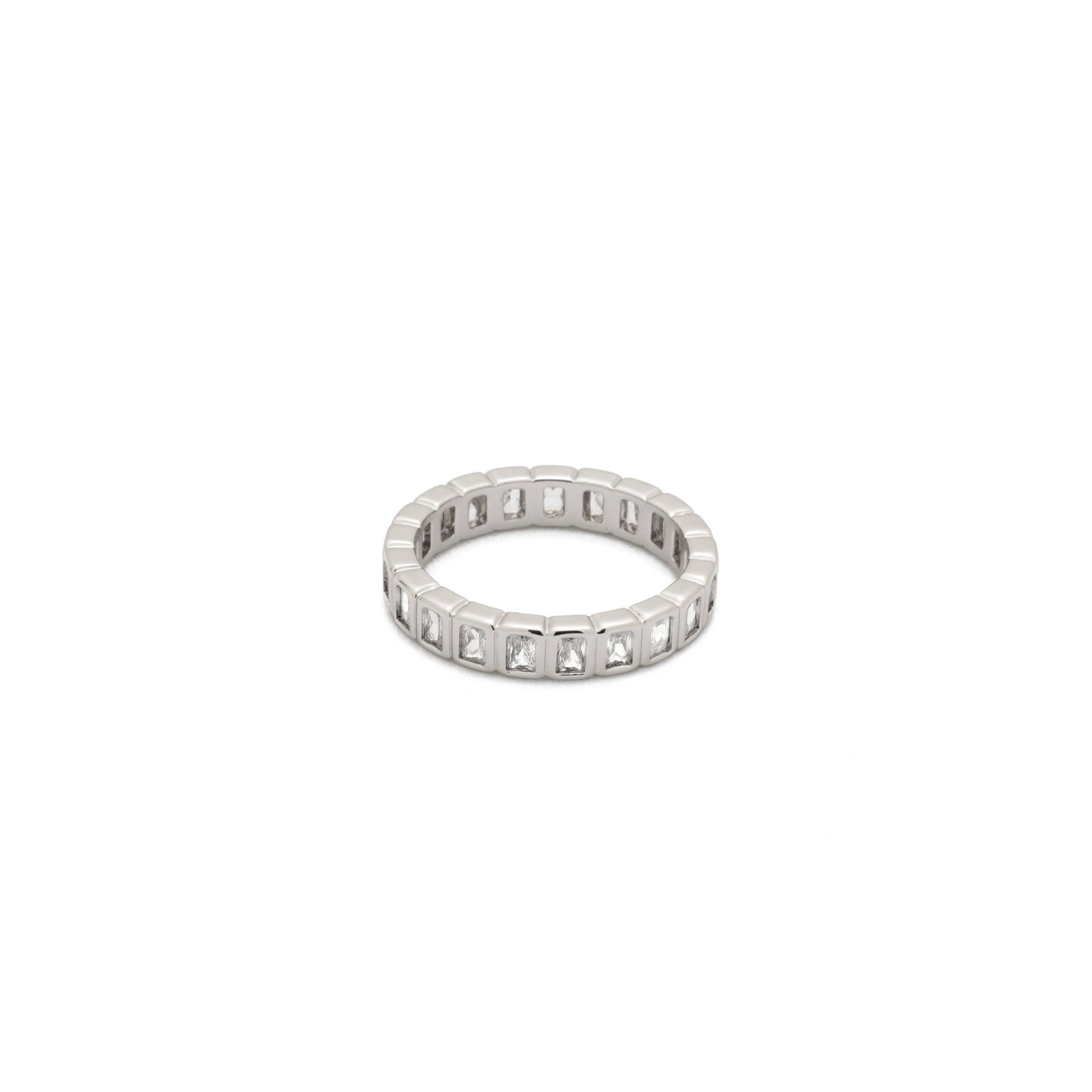 Silver Tennis Emerald Cut Ring