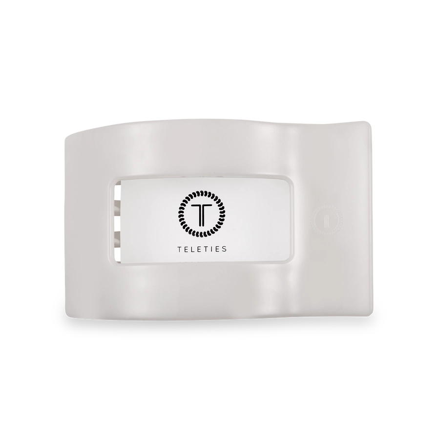 Teleties Medium Flat Rectangular Clip - Cocounut White