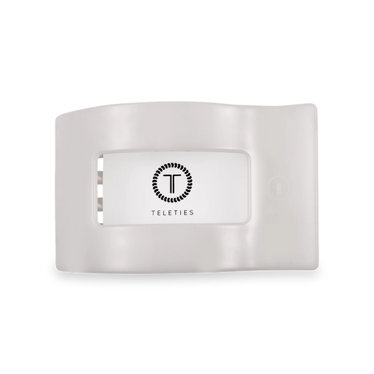 Teleties Medium Flat Rectangular Clip - Cocounut White