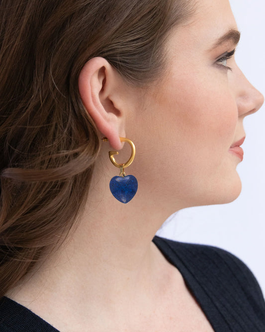Susan Shaw Gigi Blue Lapis Heart Earrings 1054BL