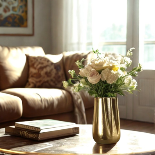Short Gold Sculpted Vase