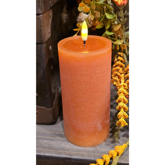 Orange Melted Realistic Flame 3x6in Led Candle