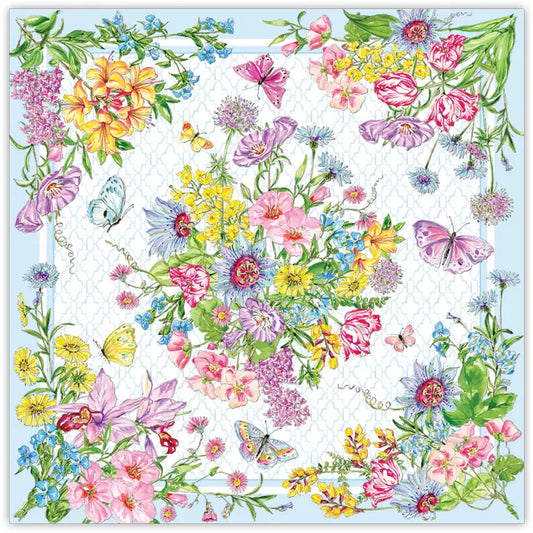 Handpainted Blue Botanical Garden Square Placemat