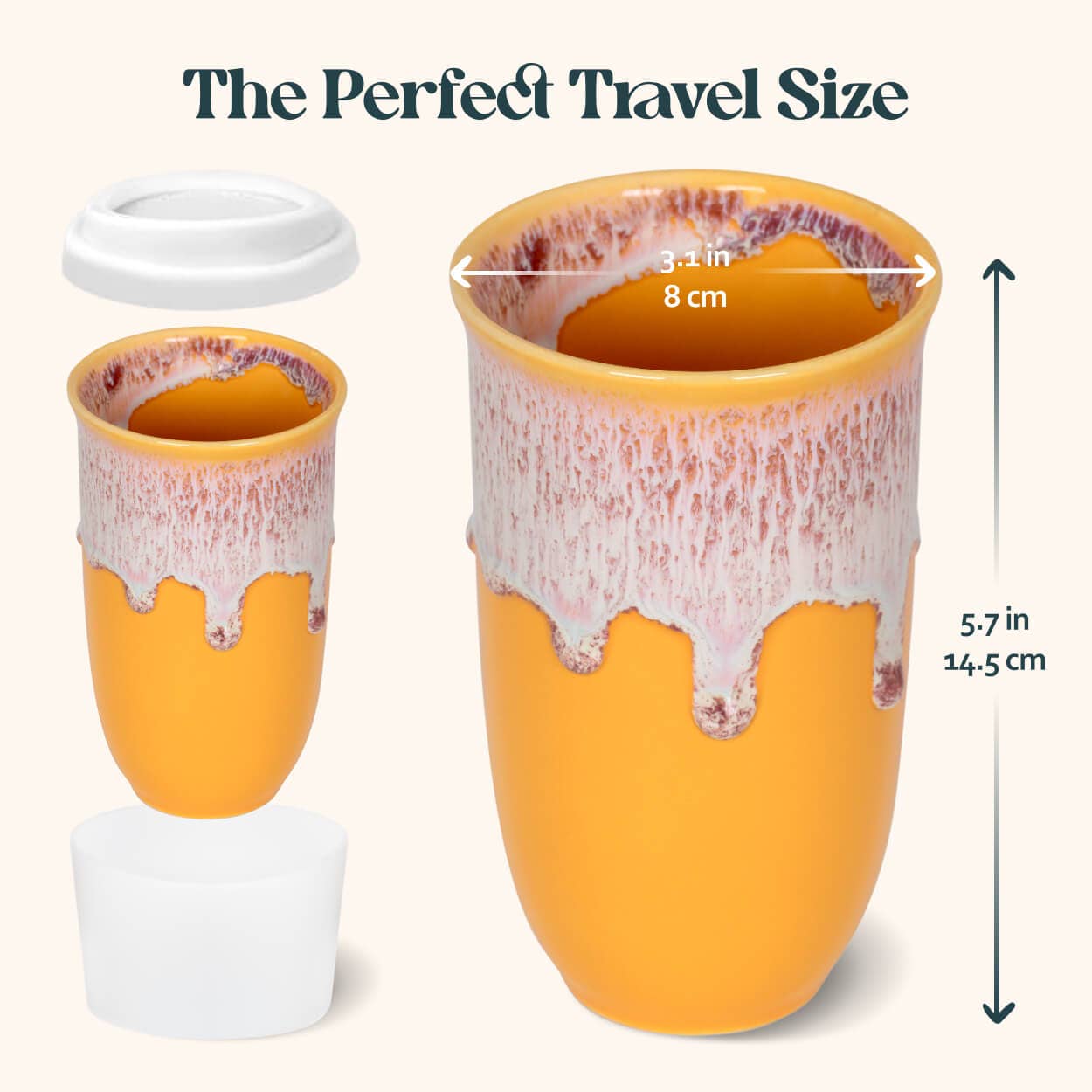 Grapefruit Ceramic Travel Mug – 16oz with Lid & Sleeve