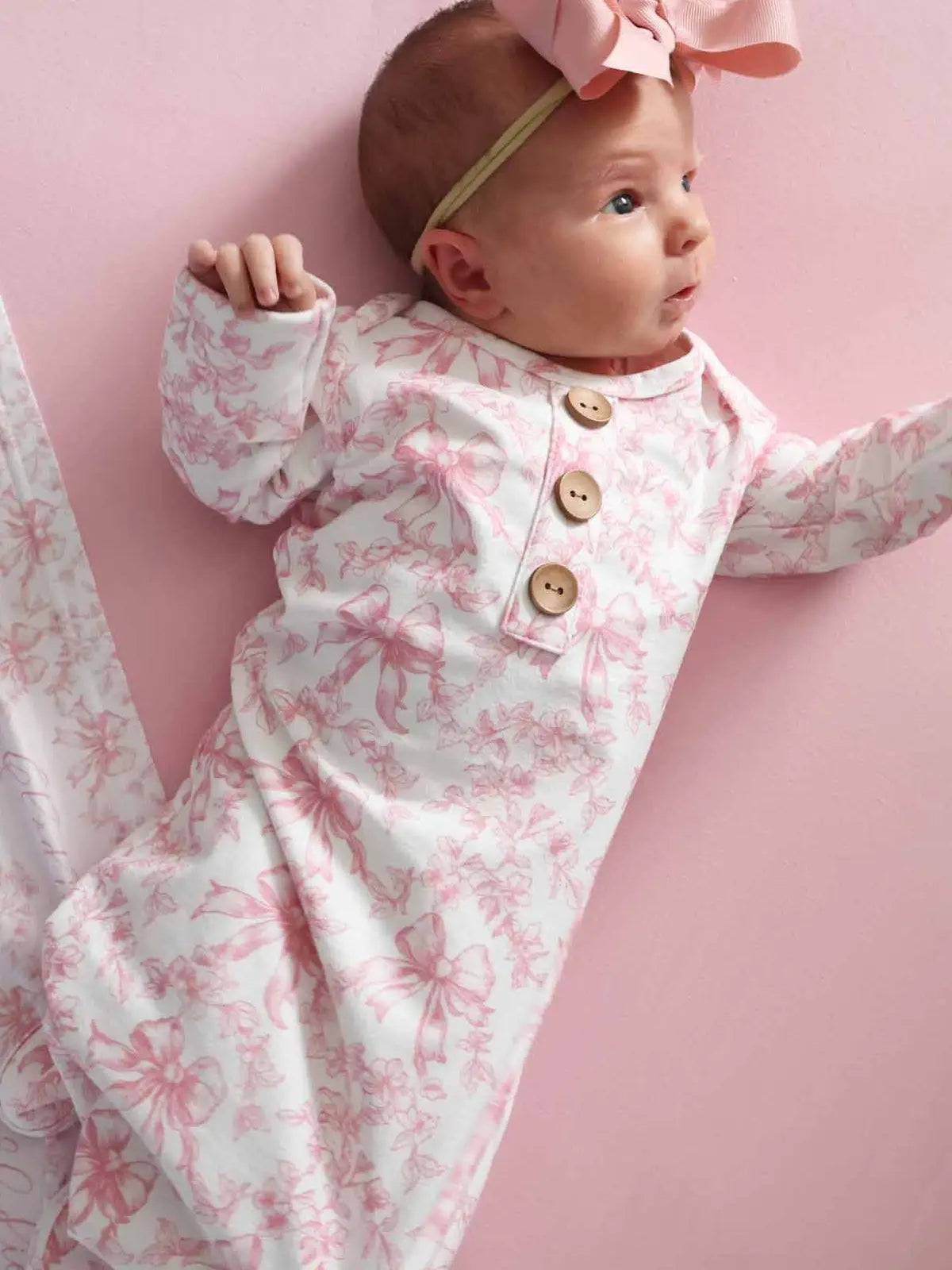 Fancy Frills Newborn Baby Knot Gown & Hat Set