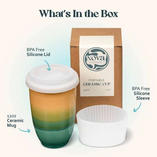 Savannah Ceramic Travel Cup 12oz | Reusable Coffee Cup