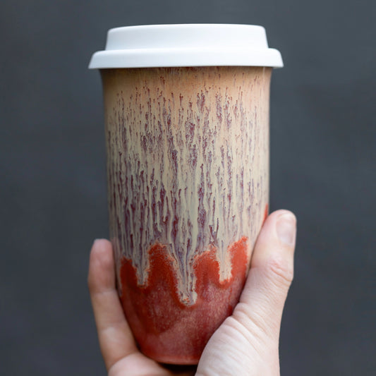 Beige Ceramic Travel Mug 16 oz