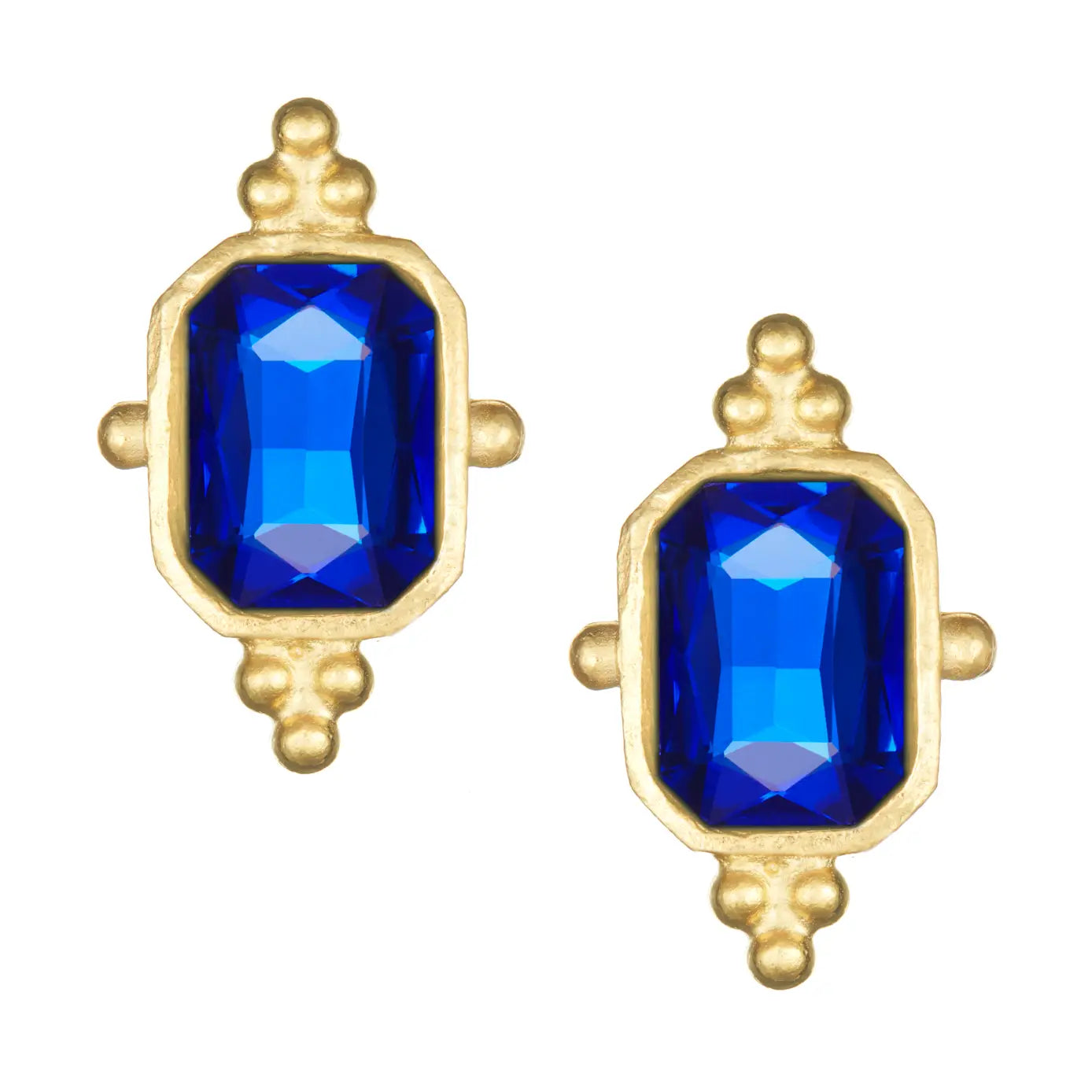 Susan Shaw Blue Crystal Rectangle Studs 1896BL