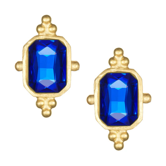 Susan Shaw Blue Crystal Rectangle Studs 1896BL