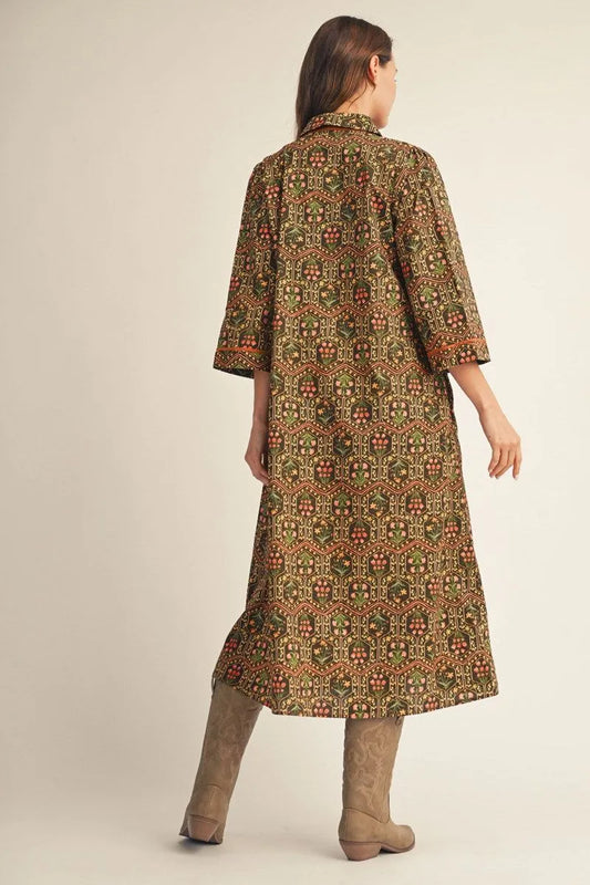Toffee Floral Midi Dress