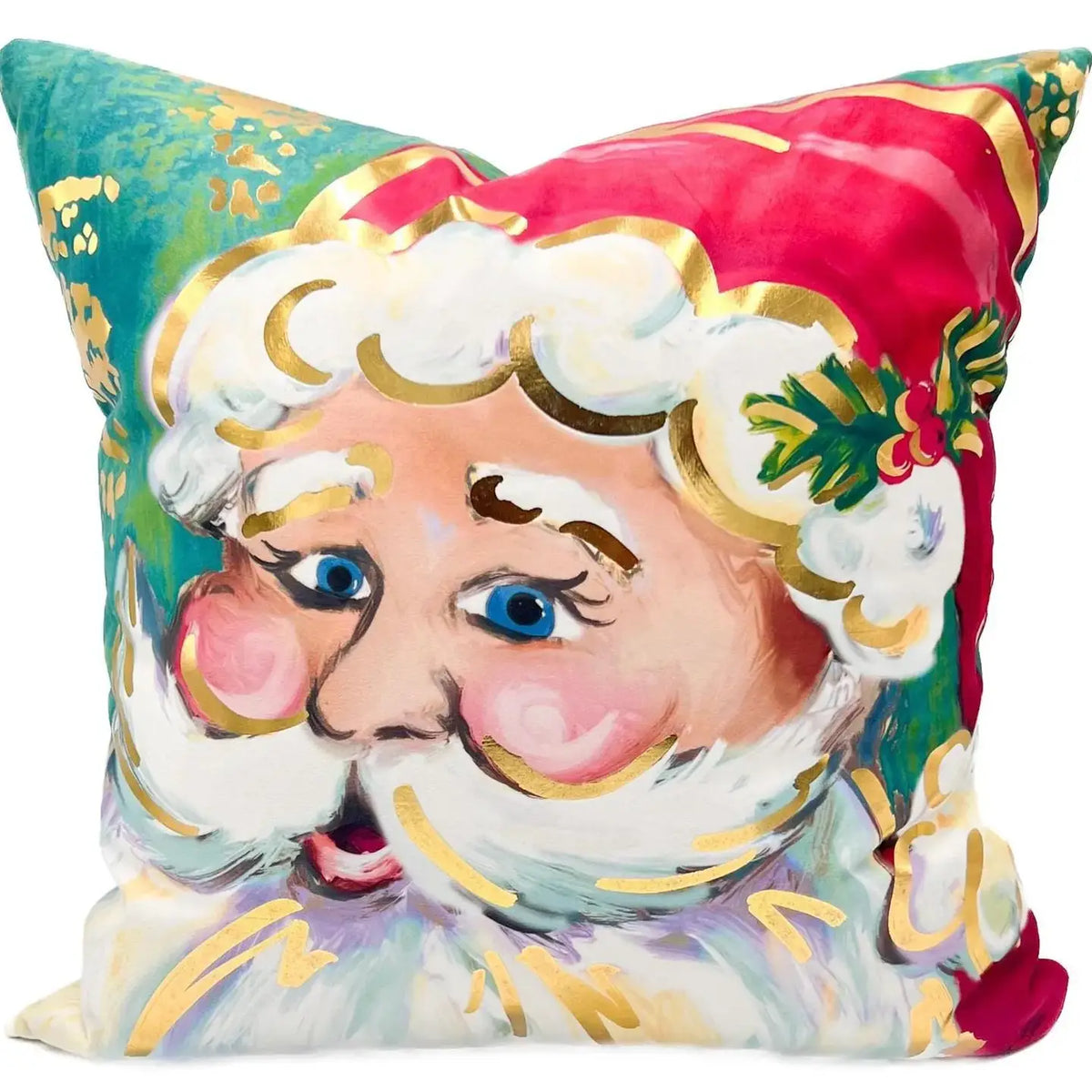 Colorful Golden Santa Pillow