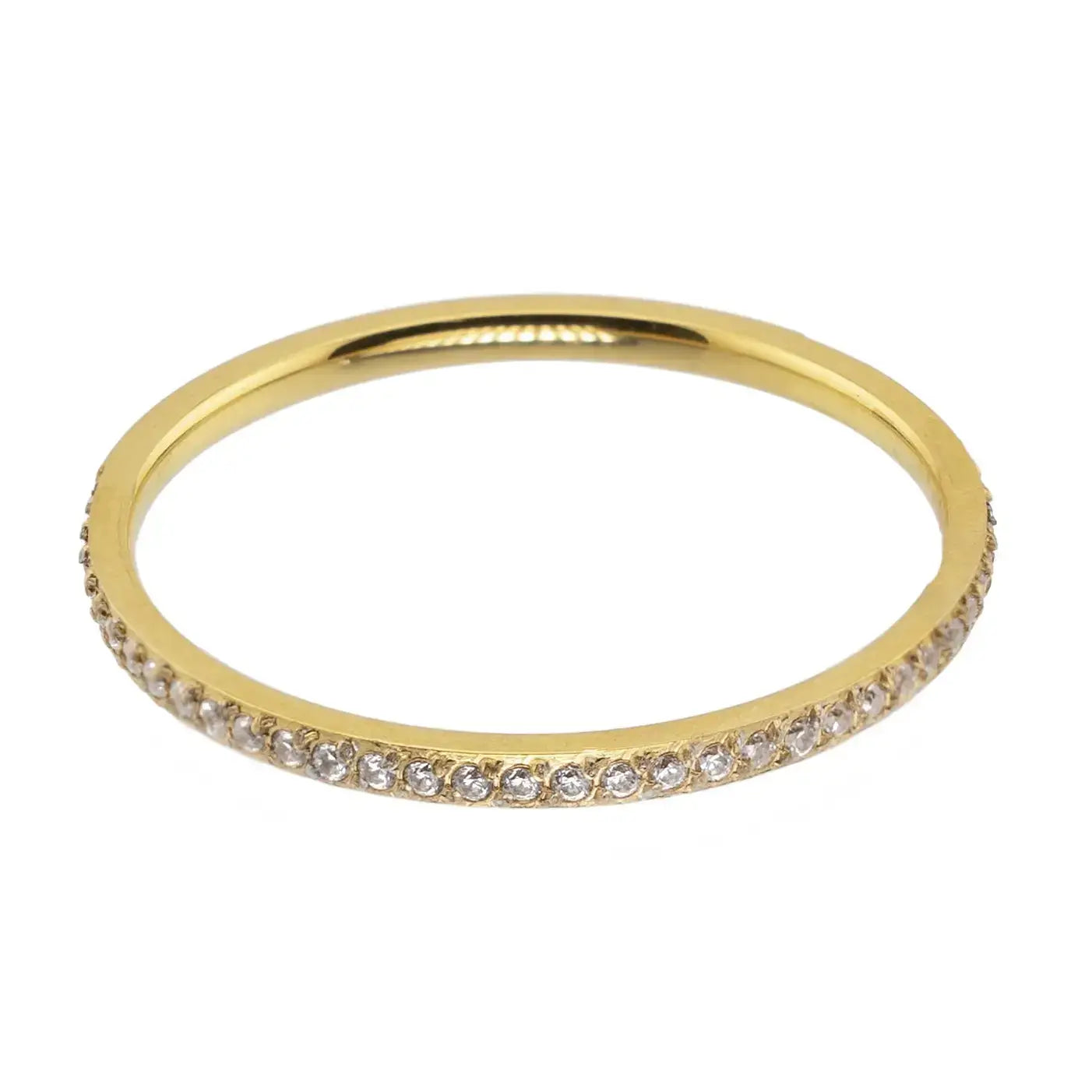Waterproof Silver Dainty Tennis Ring Band