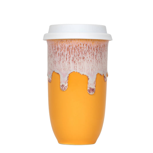 Grapefruit Ceramic Travel Mug – 16oz with Lid & Sleeve