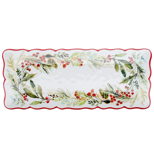 Christmas Gatherings Melamine Retangle Platter 19in X 8in