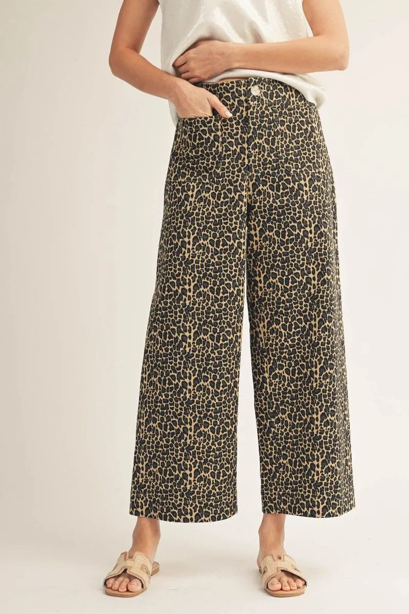 Leopard Pants w/Wide Leg
