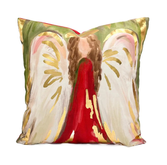 Gold Foil Angel of Hope Pillow - Christmas Throw Pillow