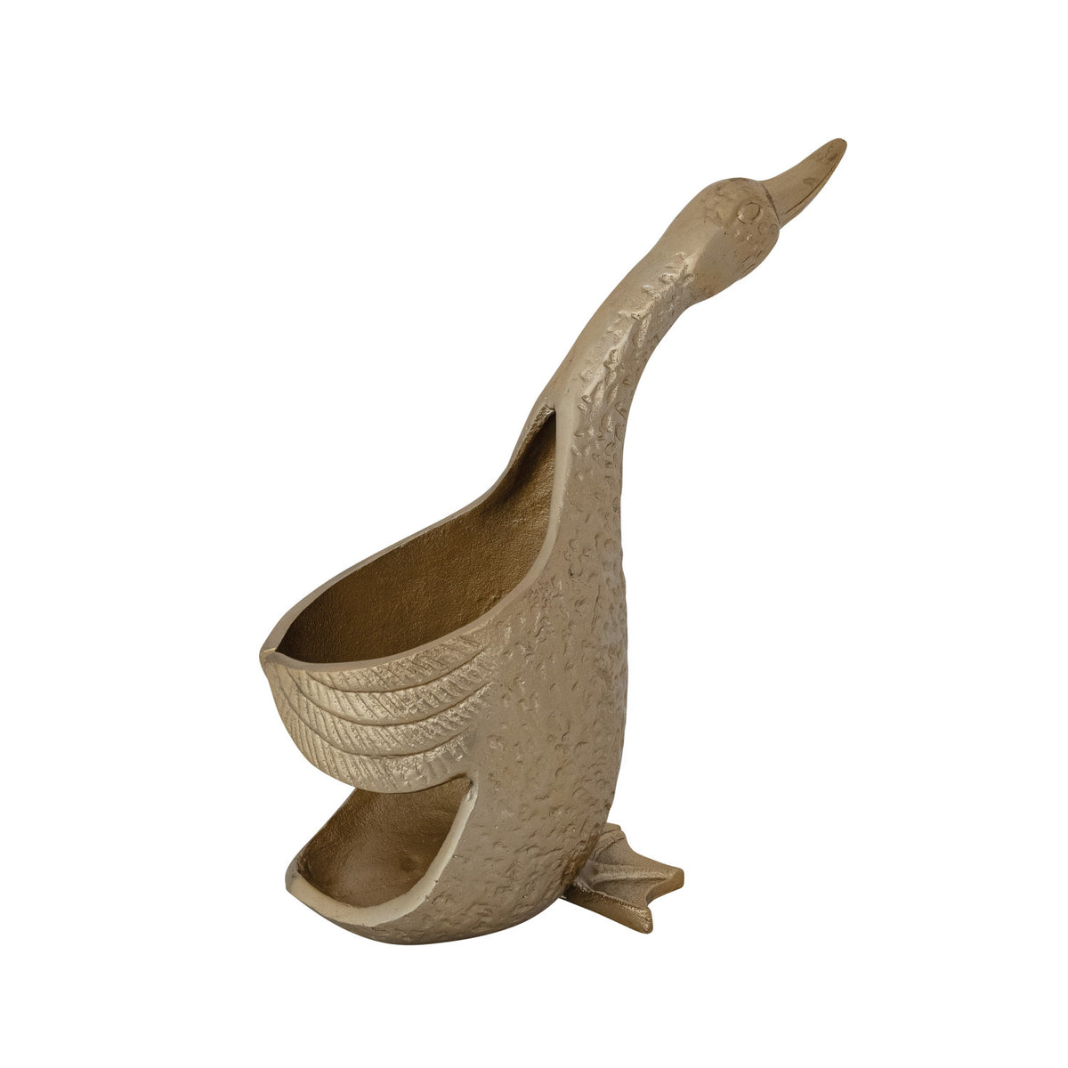 Cast Aluminum Duck Shaped Bottle Holder, Gold Finish